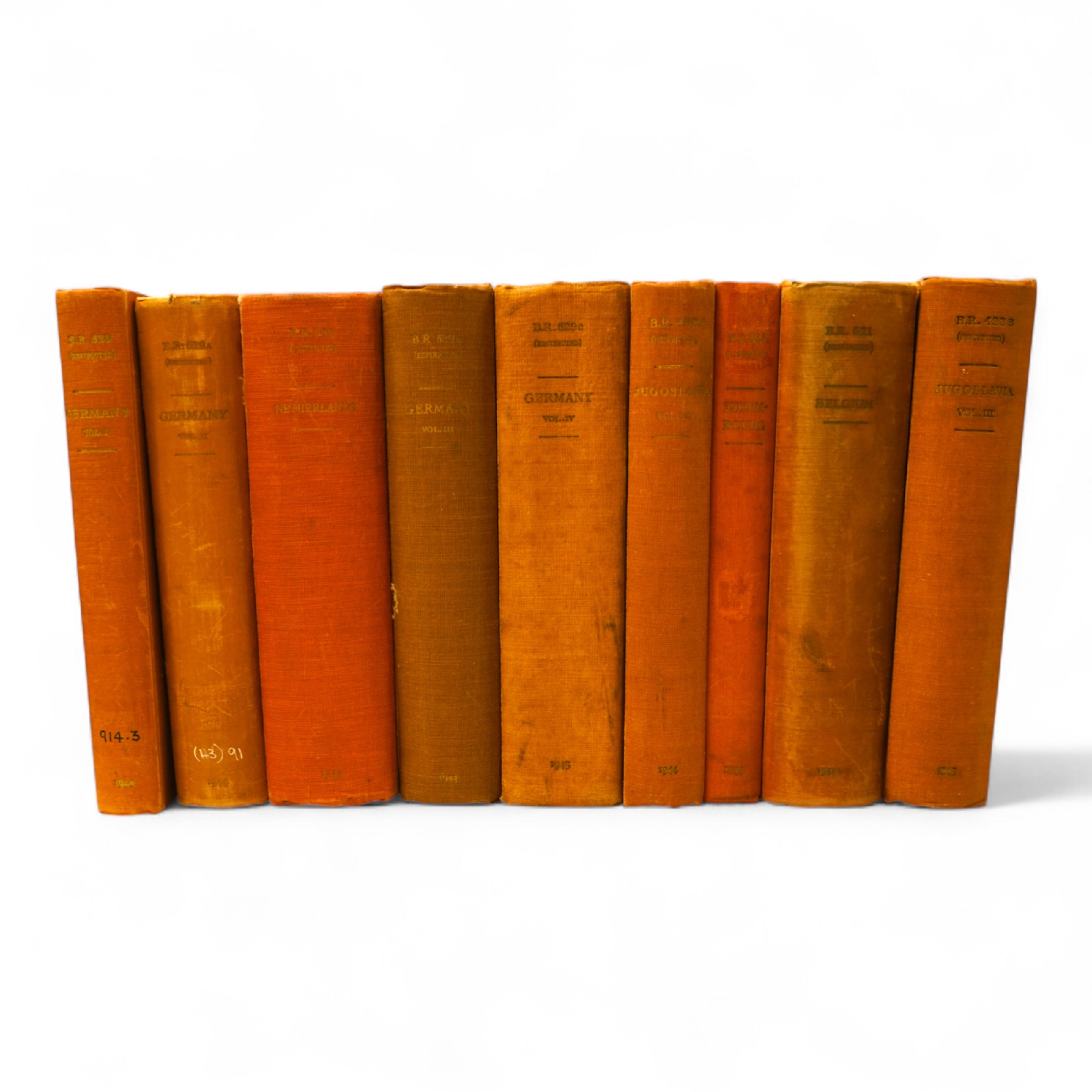 Naval Intelligence Division, Geographical Handbook Series - Germany (2 pocket maps), 4 vols., 1944-45; Netherlands (2 pocket maps), 1944; Belgium (1 pocket map), 1944; Luxembourg (? no pocket map produced), 1944; Jugosla